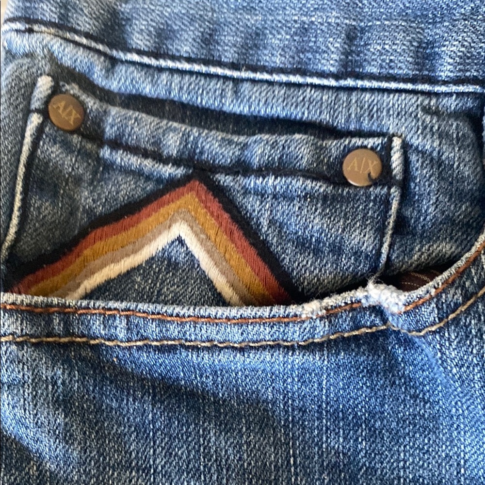 A/X Armani Exchange Blue Jeans with Embroidery - Picture 5 of 6